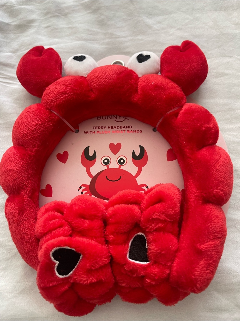 Red Plush Crab Headband Set with Wristbands - Kids